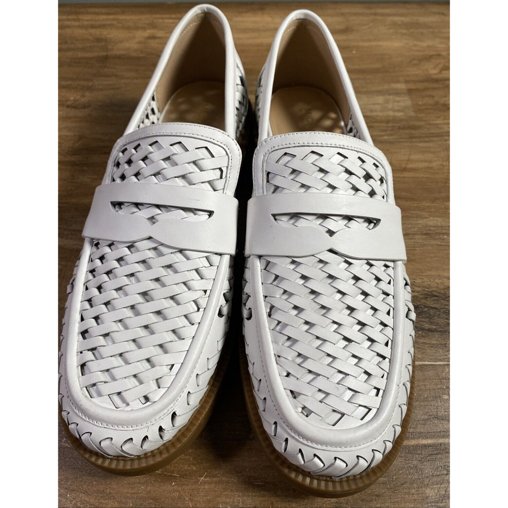 Michael Kors Women's Eden Hand-Woven Leather Loafer Optic White 9 - Picture 2 of 7